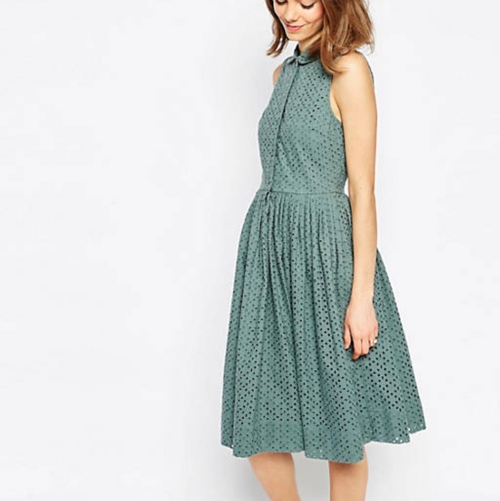 NWT ASOS Midi Broderie Shirt Dress